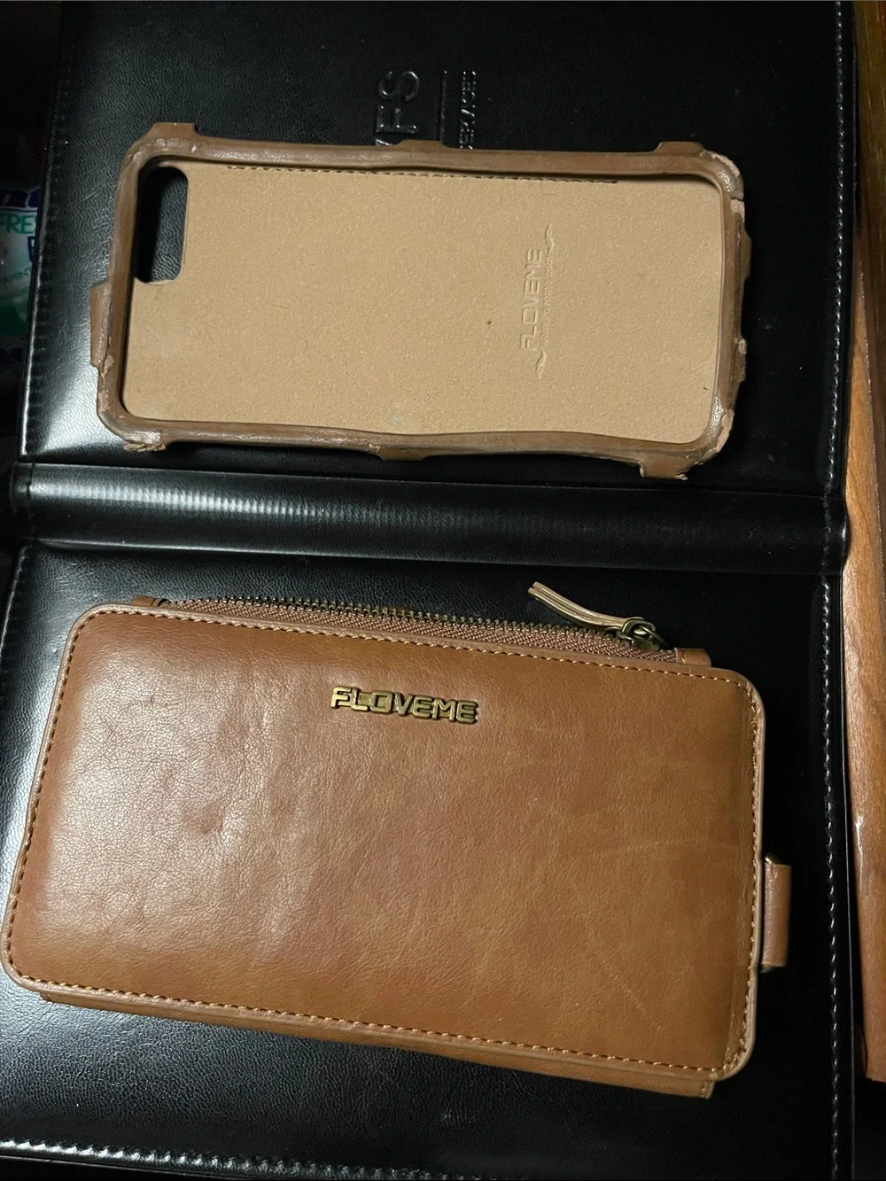 Flovent Tan/Brown Leather Zip CC card holder, Wallet and Phone Case